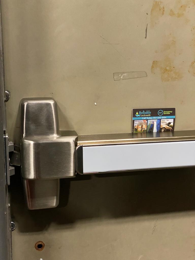 Panic bar installed by reliable locksmith in Minneapolis