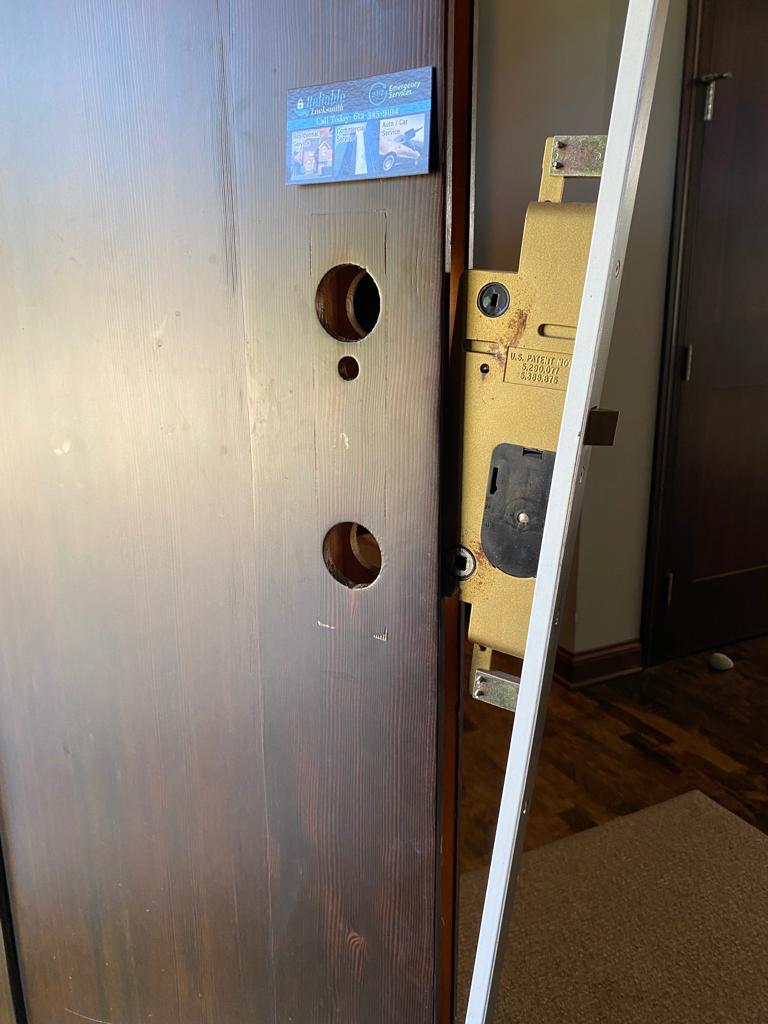 3 point lock door prep by Reliable locksmith in Minneapolis MN