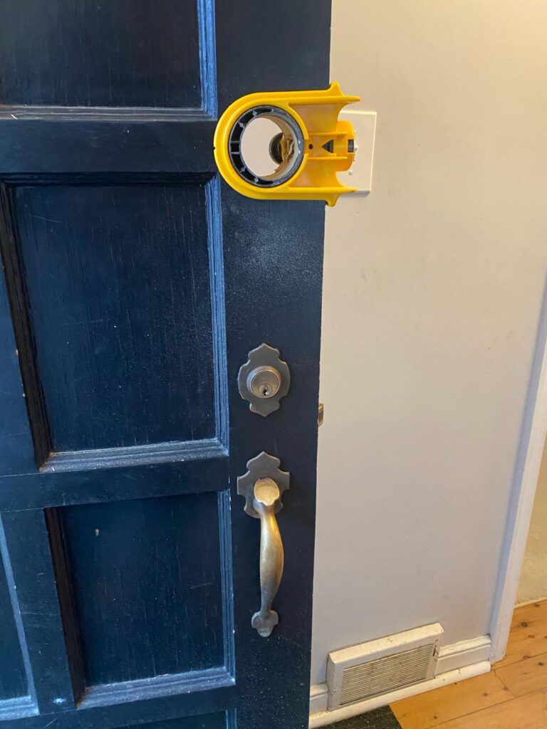 Fresh installation job on a residential door in Edina MN by Reliable locksmith